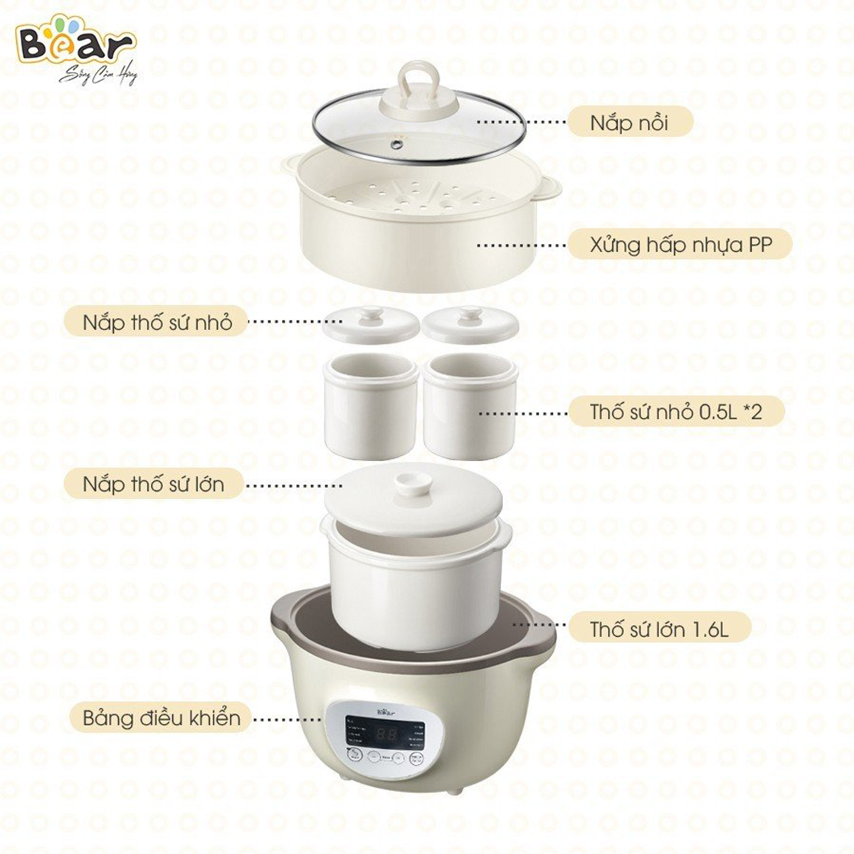 Nồi nấu chậm đa năng Bear 1 6L SUBE002