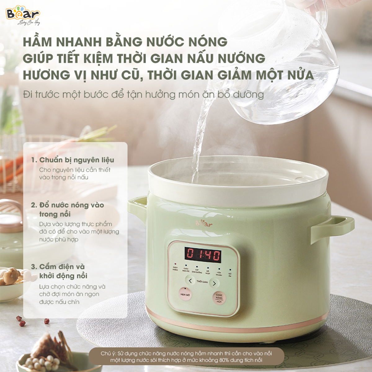 Nồi nấu chậm trực tiếp Bear 2L SB-NNC20