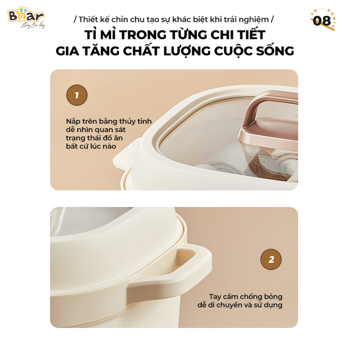 Nồi Nấu Chậm 6 chế độ Bear 1 6L SB-NNC16