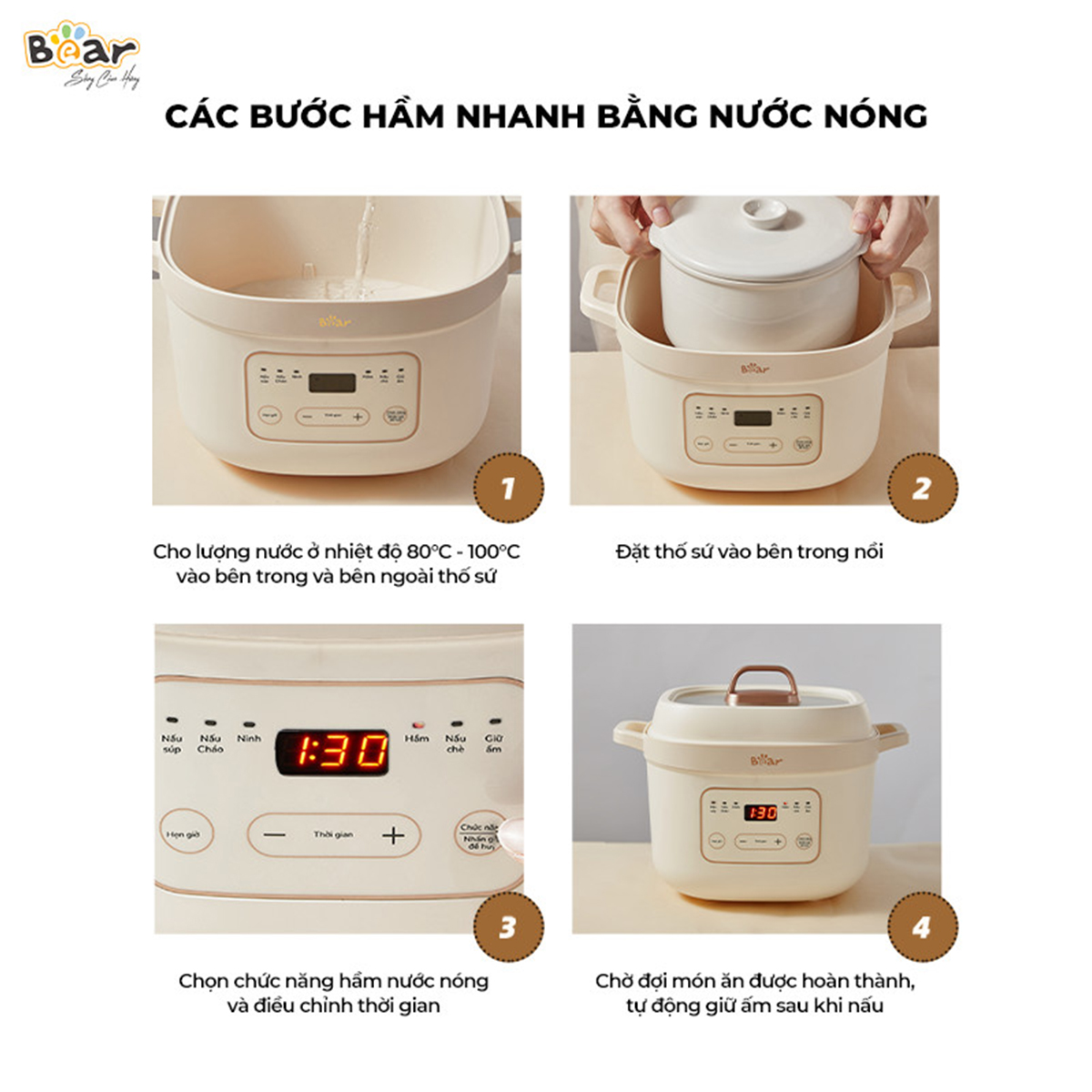 Nồi Nấu Chậm 6 chế độ Bear 1 6L SB-NNC16