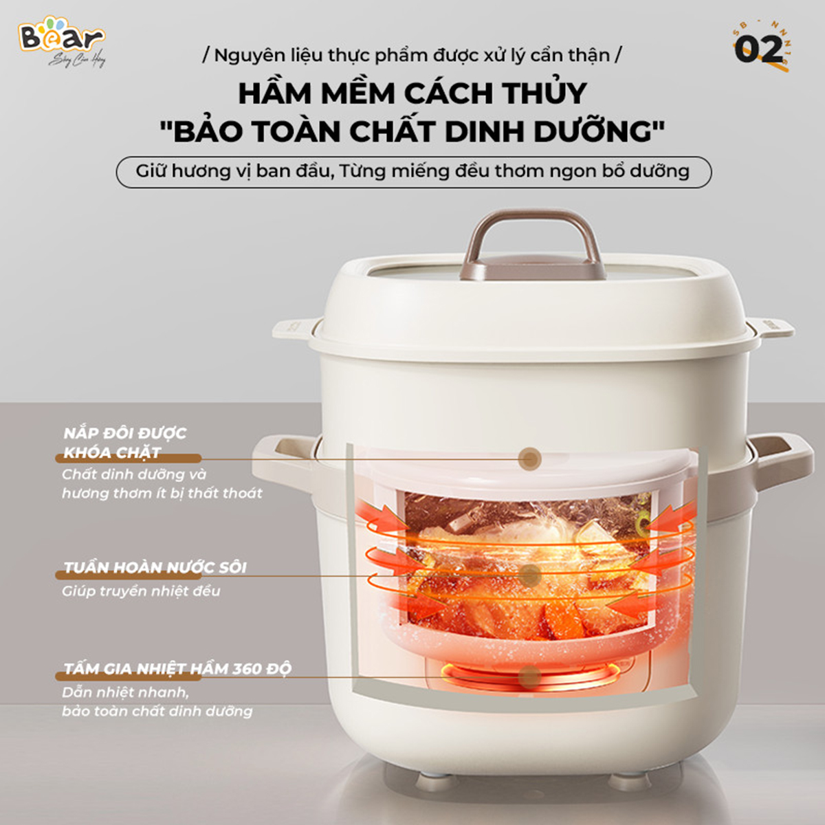 Nồi Nấu Chậm 6 chế độ Bear 1 6L SB-NNC16