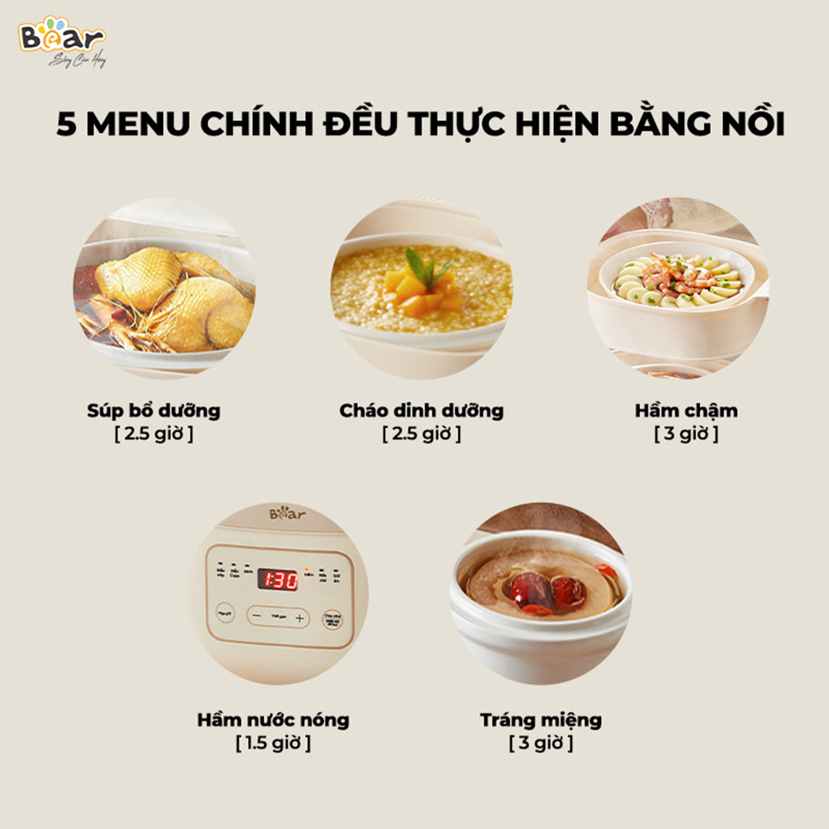 Nồi Nấu Chậm 6 chế độ Bear 1 6L SB-NNC16
