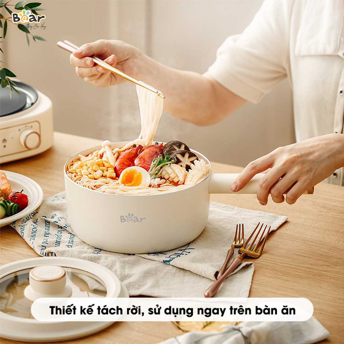 Nồi điện đa năng Bear 2 5L SB-NL25L kèm lồng hấp