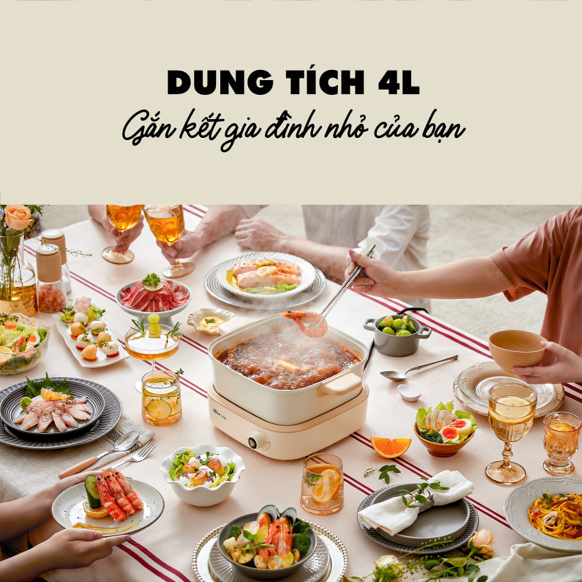 Nồi lẩu điện 7 chức năng Bear 4L DHG-C40M1