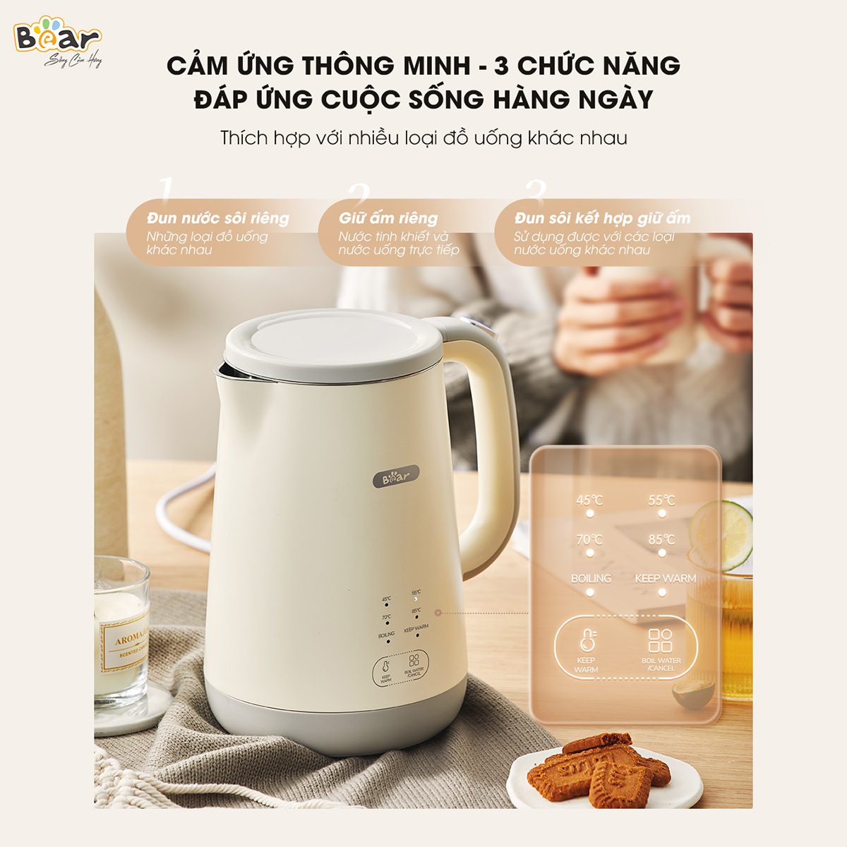 Ấm siêu tốc 3 chức năng 1 7L Bear SB-ST17T