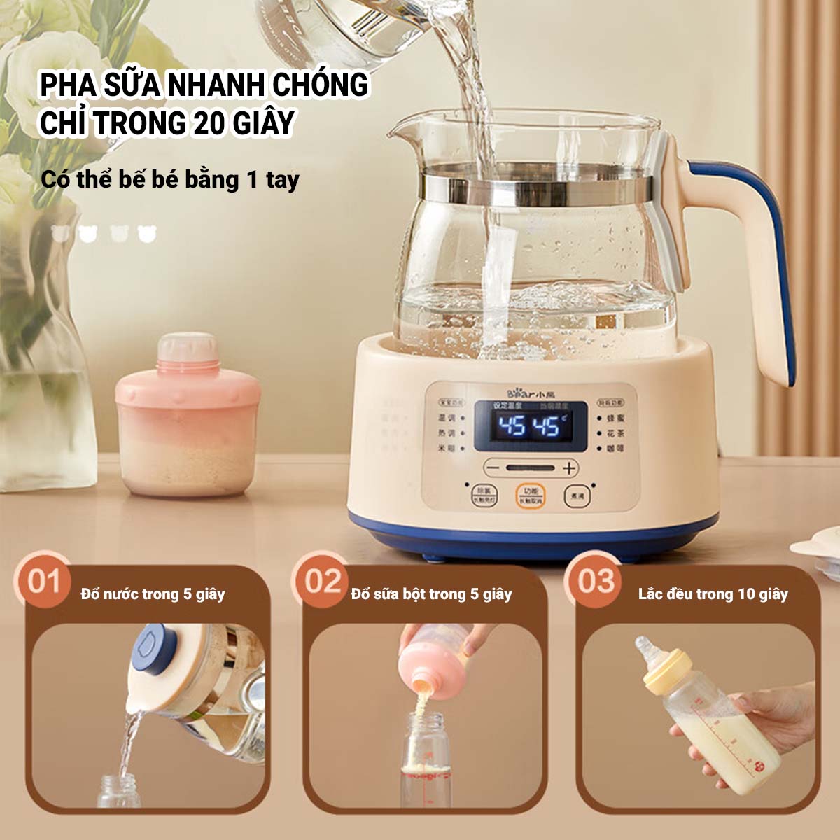 Máy đun nước hâm sữa Bear TNQ-D12D1