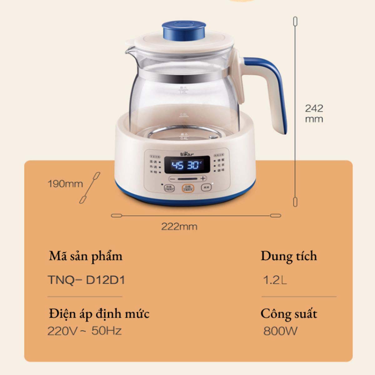 Máy đun nước hâm sữa Bear TNQ-D12D1