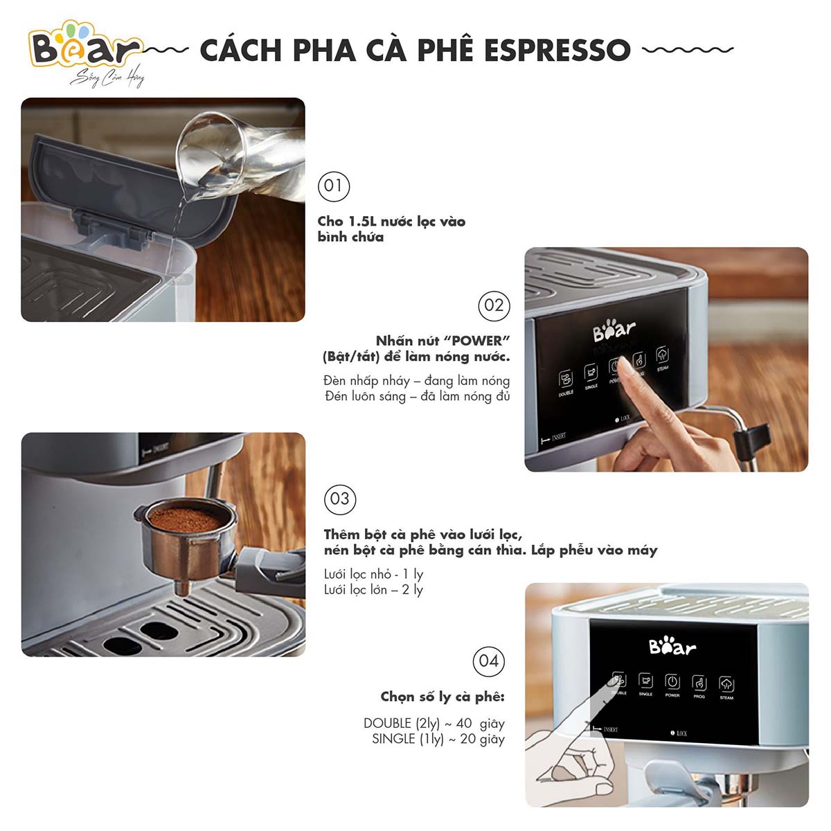 Máy pha cà phê tự động Bear CF- B15V1