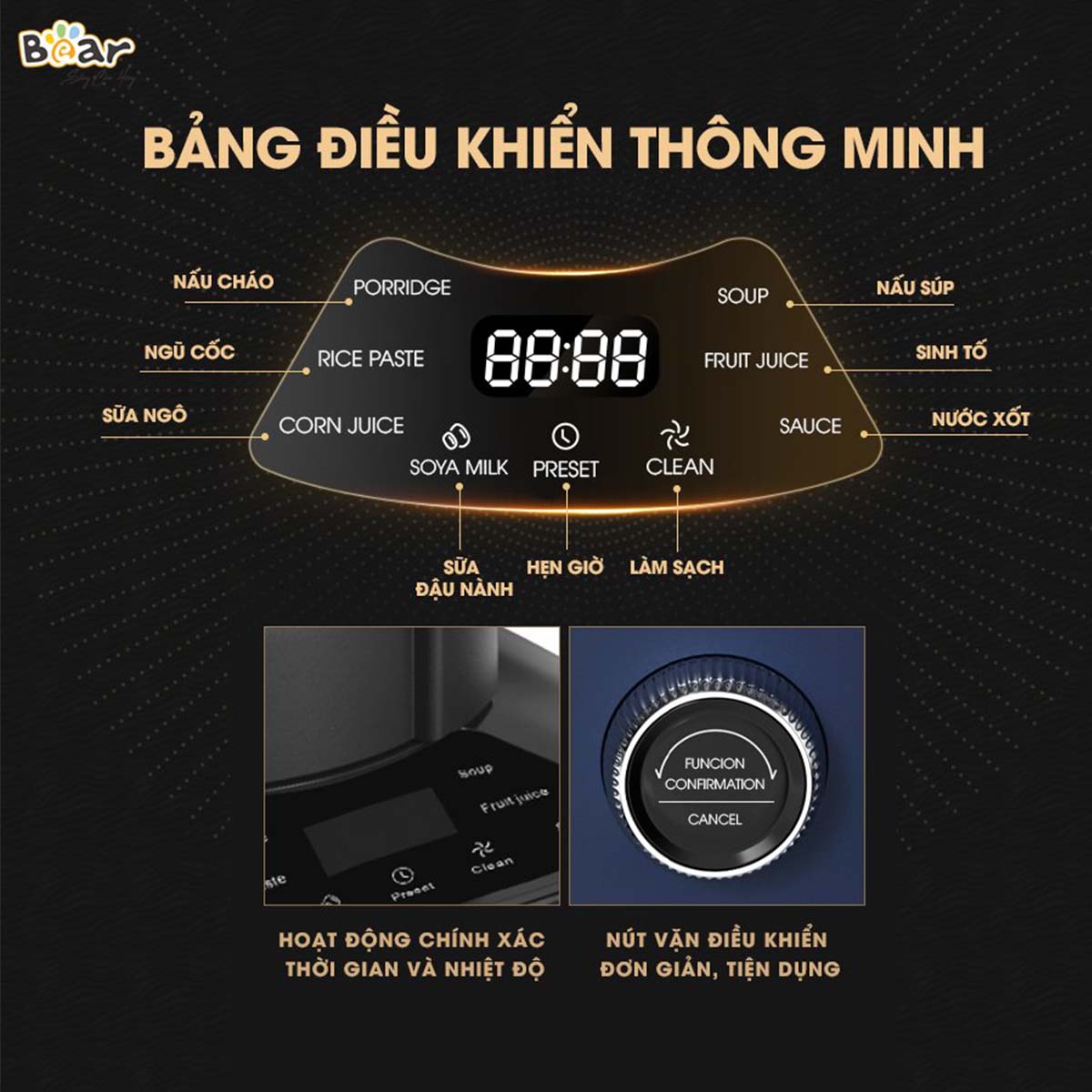Máy xay nấu sữa hạt 9 chức năng Bear PBJ-B06S2