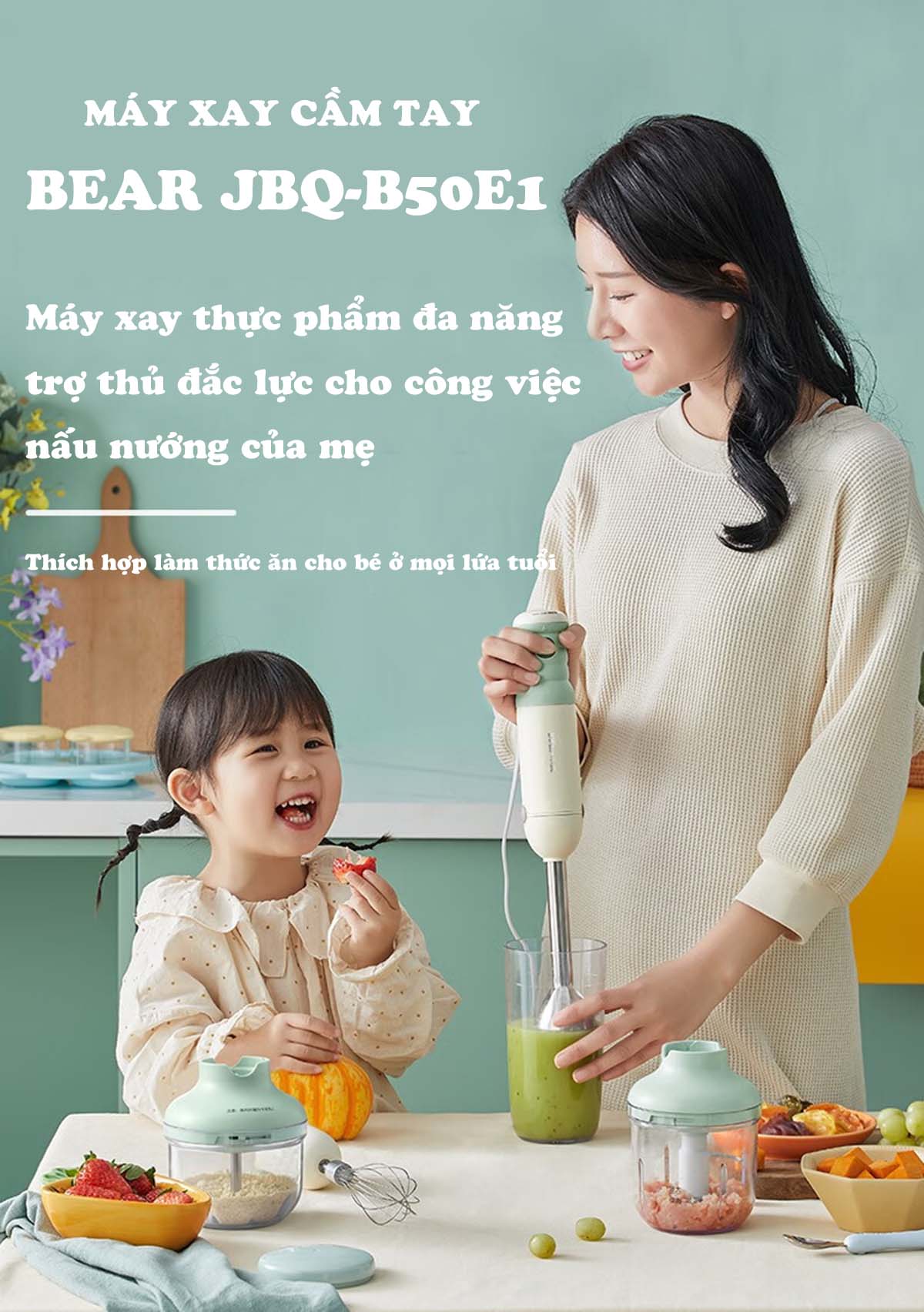 Bộ máy xay cầm tay đa năng Bear JBQ- B50E1