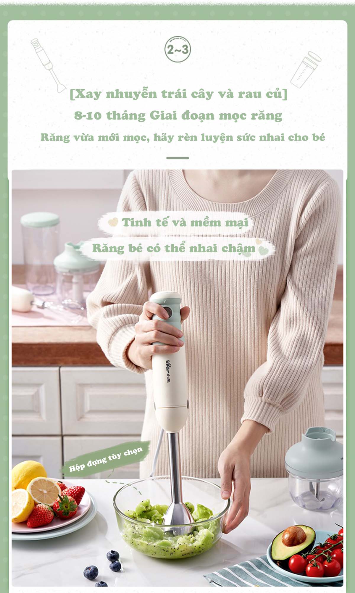 Bộ máy xay cầm tay đa năng Bear JBQ- B50E1