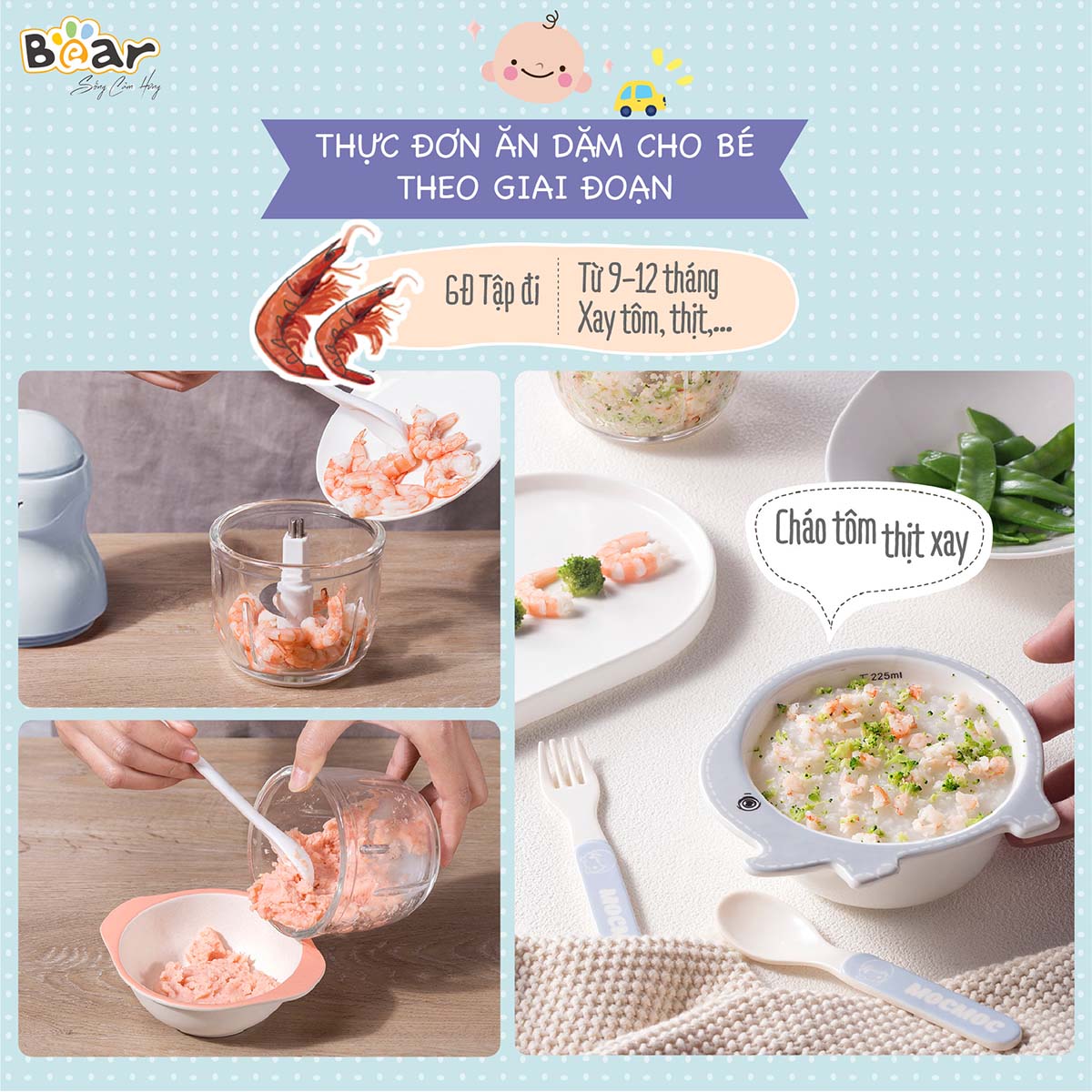 Máy xay ăn dặm Bear 0 3L GR-B03V2