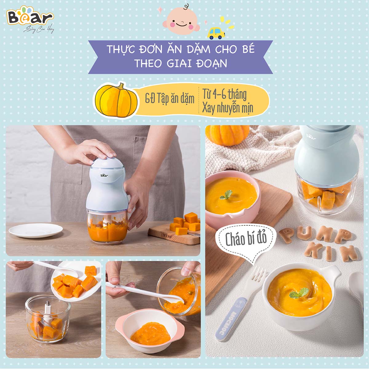 Máy xay ăn dặm Bear 0 3L GR-B03V2