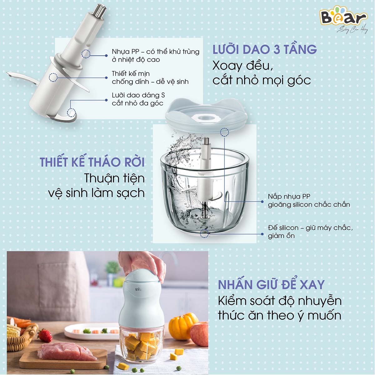 Máy xay ăn dặm Bear 0 3L GR-B03V2