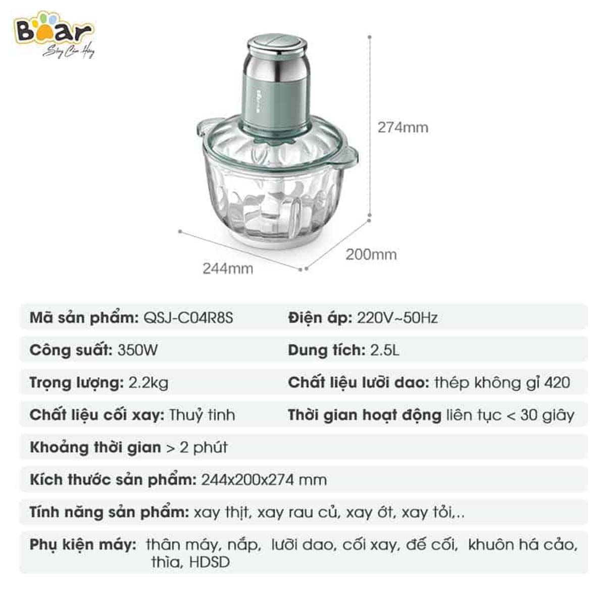 Máy xay đa năng 2 5L Bear QSJ-C04R8S