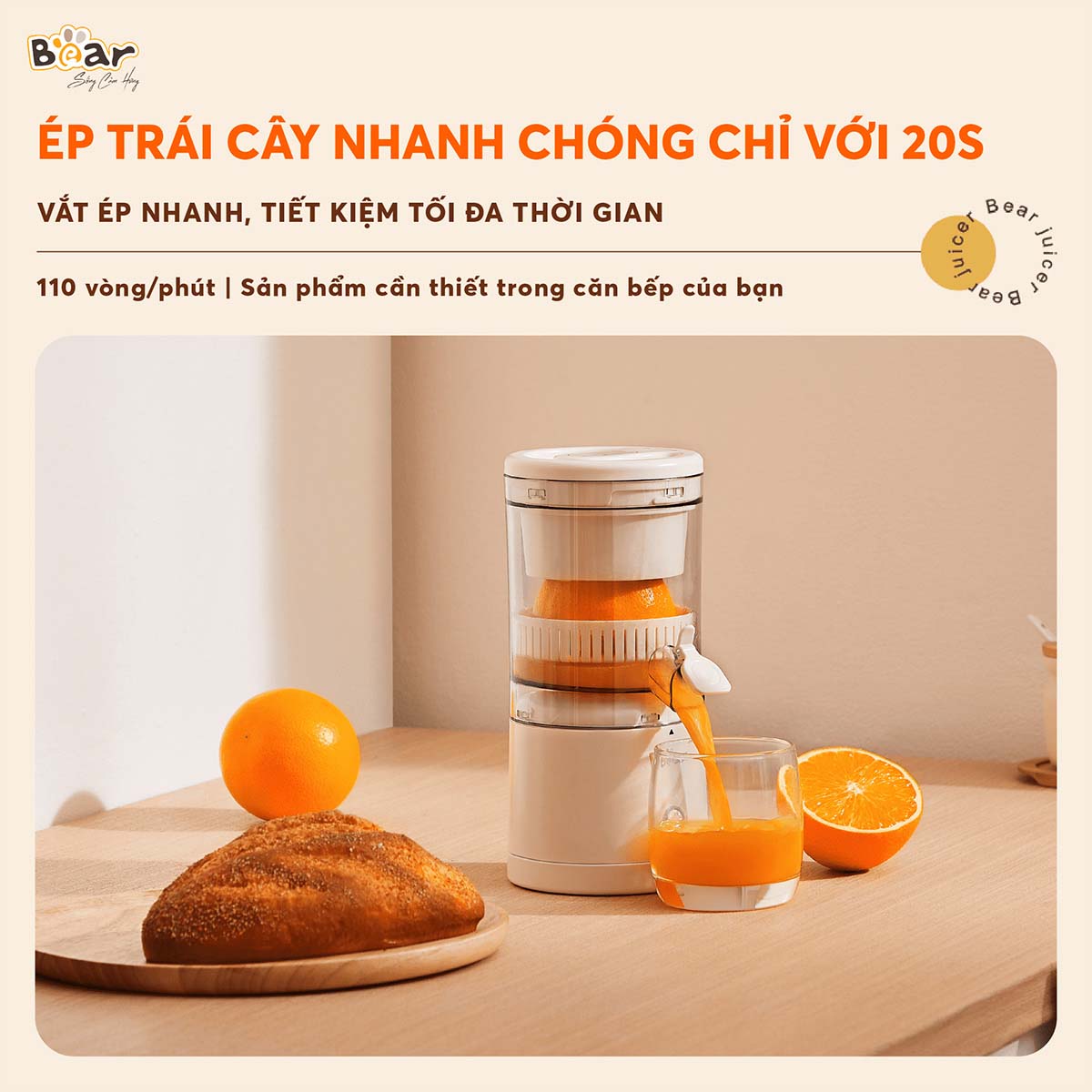 Máy vắt cam tự động Bear ZZJ-F45A5