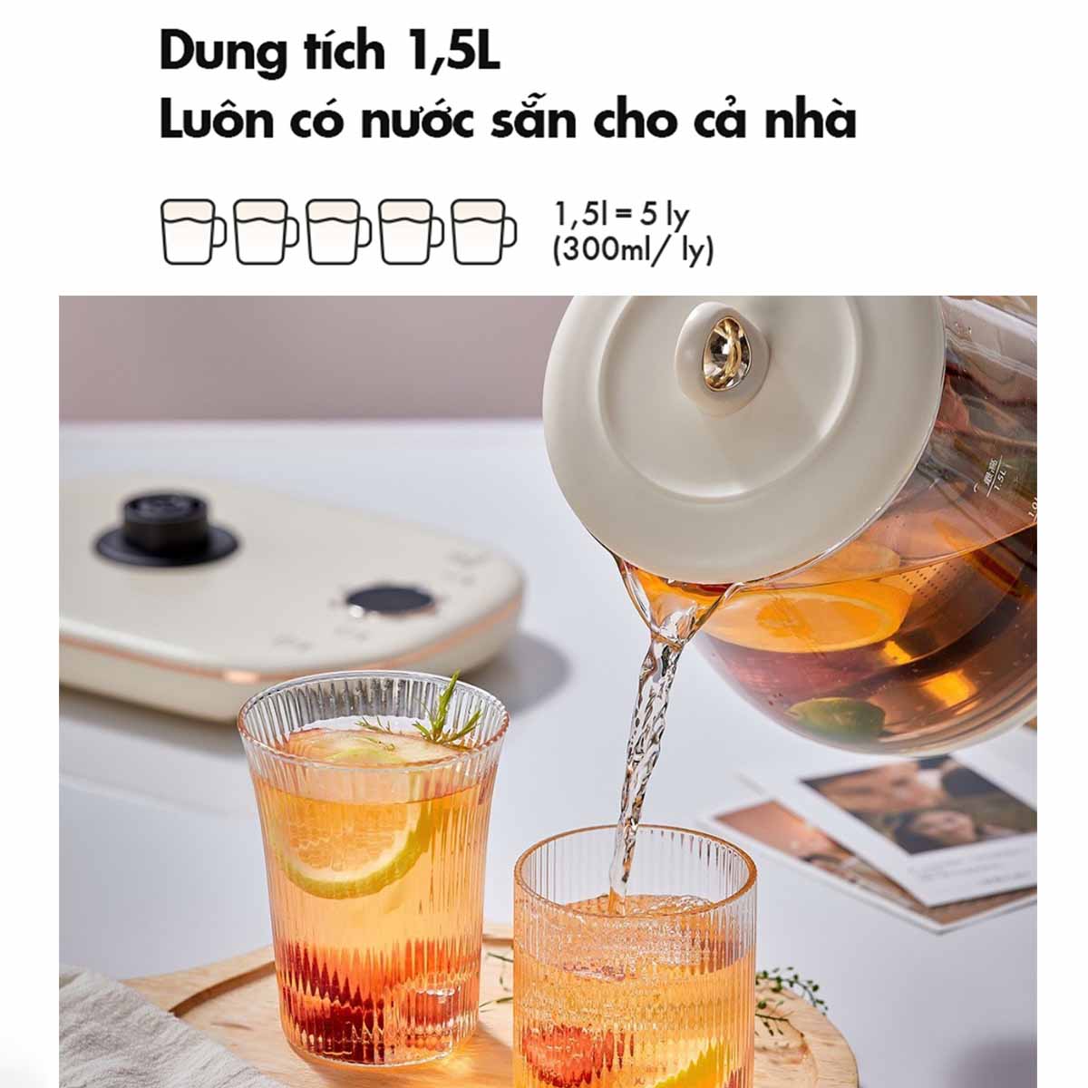 Ấm pha trà siêu tốc 1 5L Bear YSH-E15M1