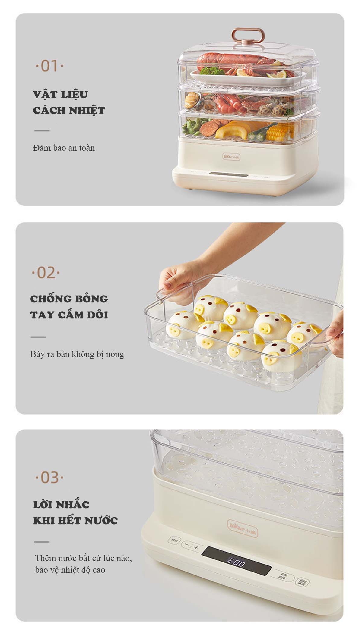 Nồi Hấp 6 Chế Độ Bear SB-NH12L