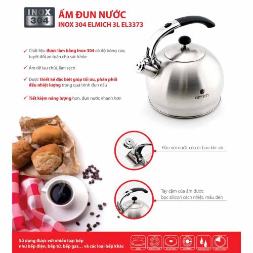 Ấm đun nước bằng Inox 304 Elmich 3L El3373