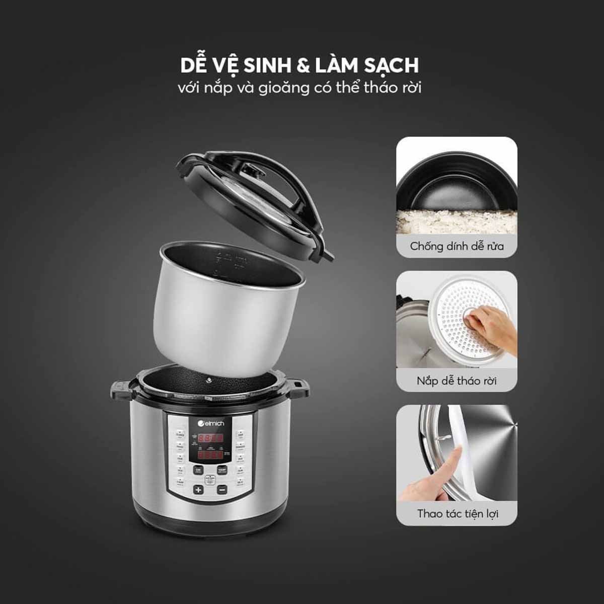 Nồi áp suất điện tử 10 chế độ Elmich 6L PCE-1809OL