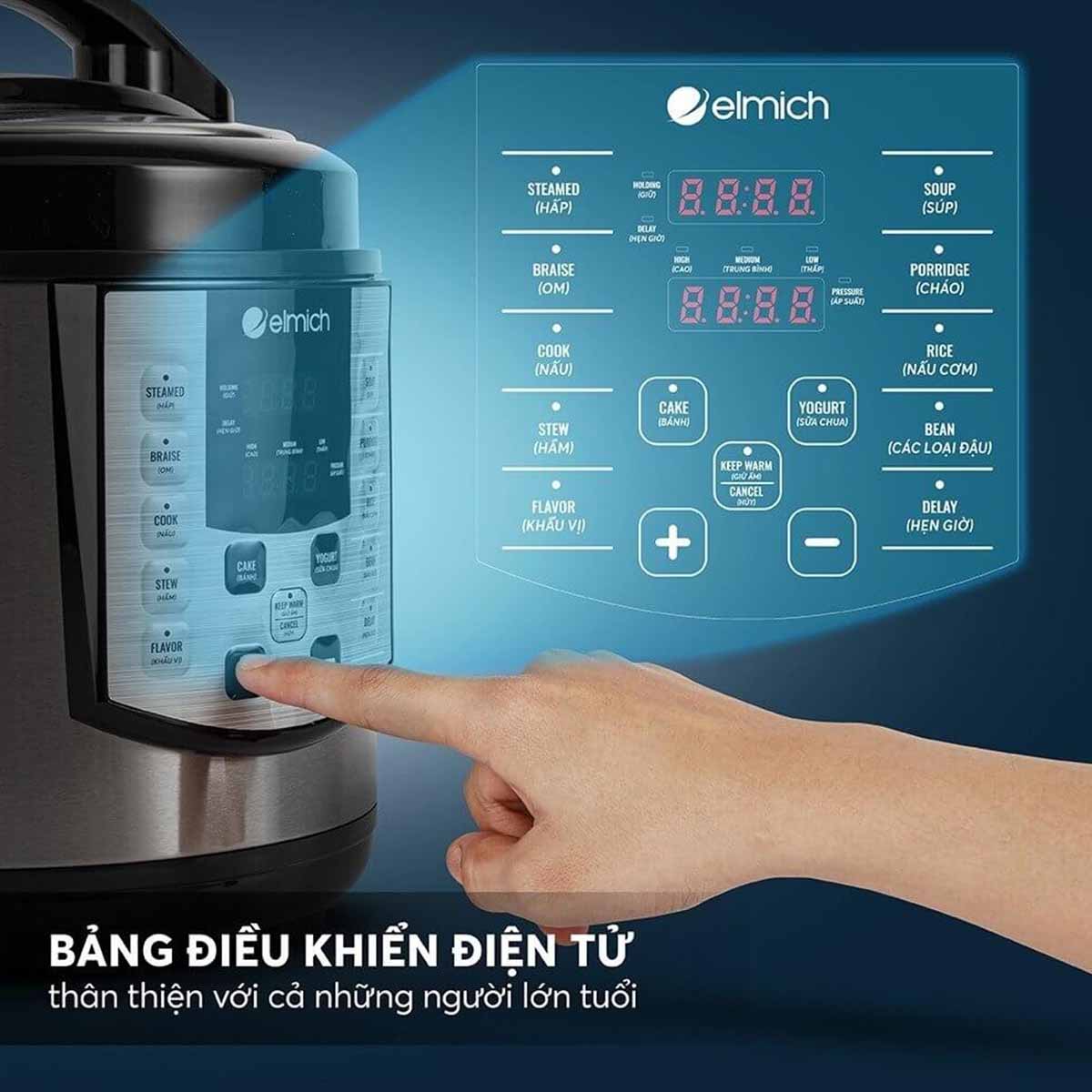 Nồi áp suất điện tử 10 chế độ Elmich 6L PCE-1809OL