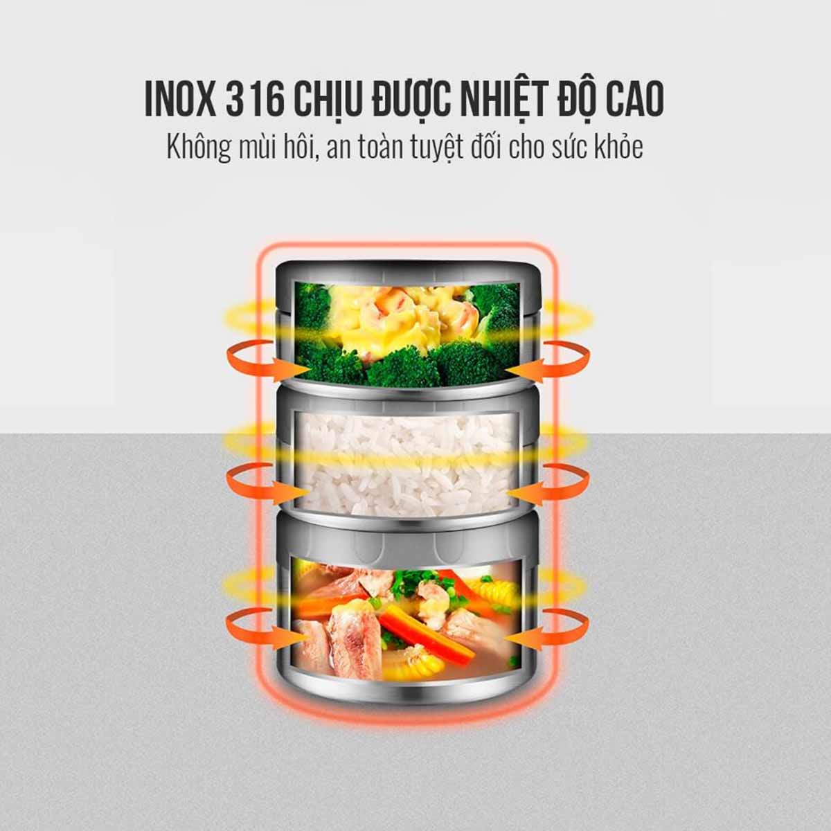 Hộp đựng cơm giữ nhiệt 3 tầng 2 2 lít Elmich EL8030