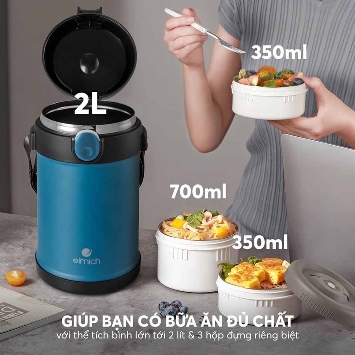 Hộp cơm giữ nhiệt 3 tầng 2 lít Elmich EL8303