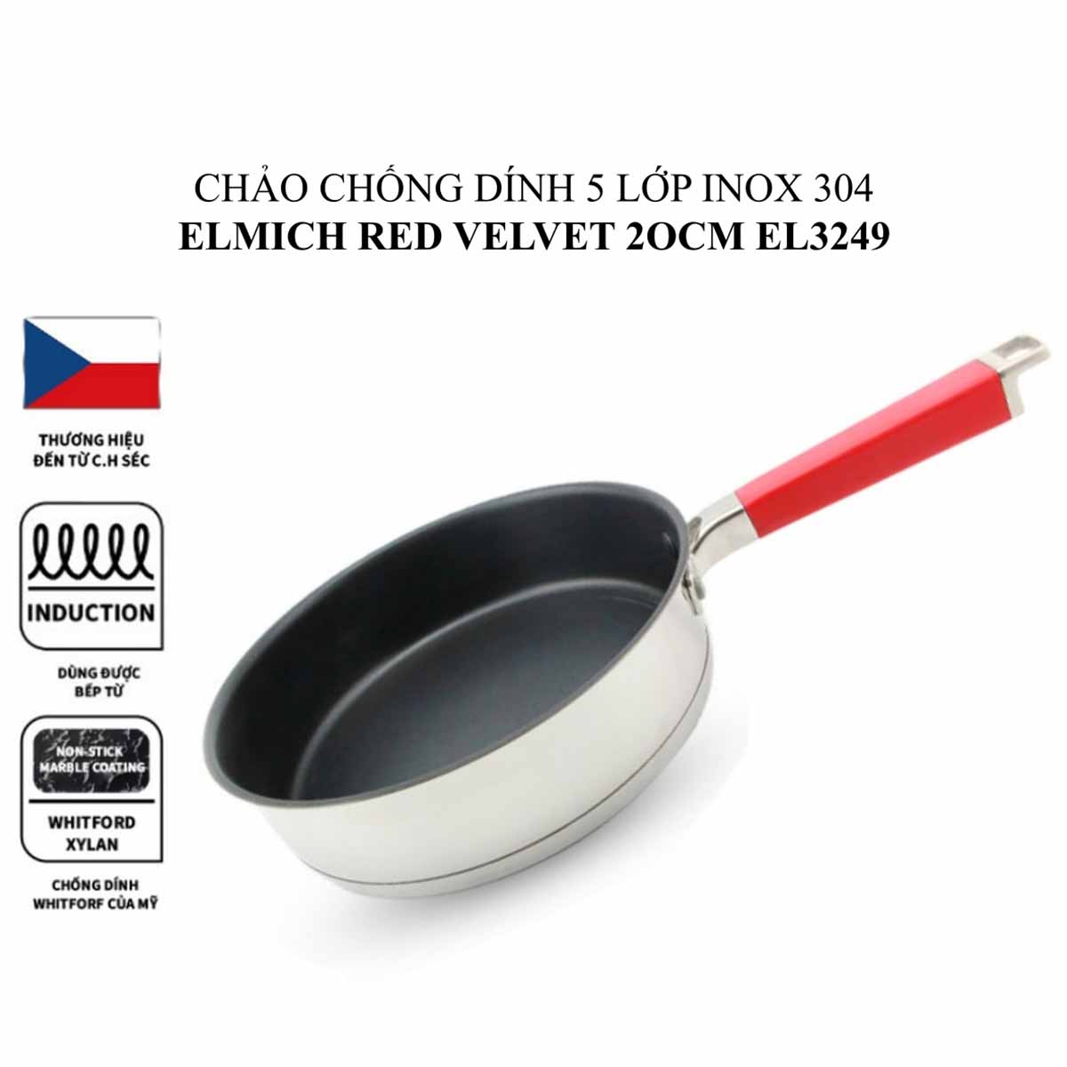 Chảo chống dính 5 lớp 20cm Elmich Red Velvet EL3249