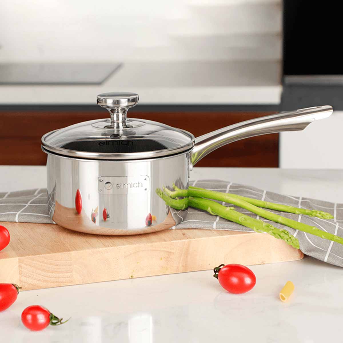 Quánh Inox đáy liền 2 lớp chống dính Elmich Trimax EL-3783 size 14cm