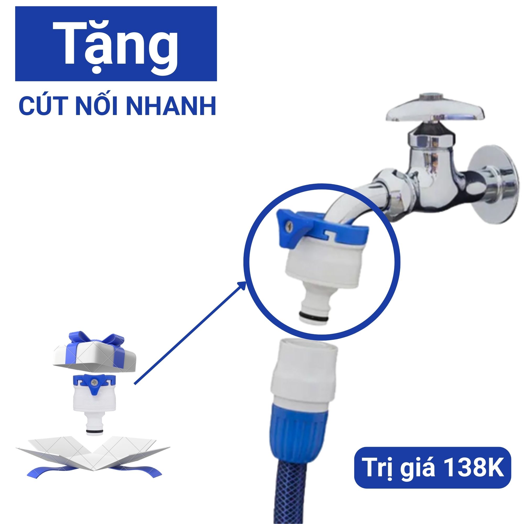 Cút nối nhanh đầu nguồn nước 1 vít