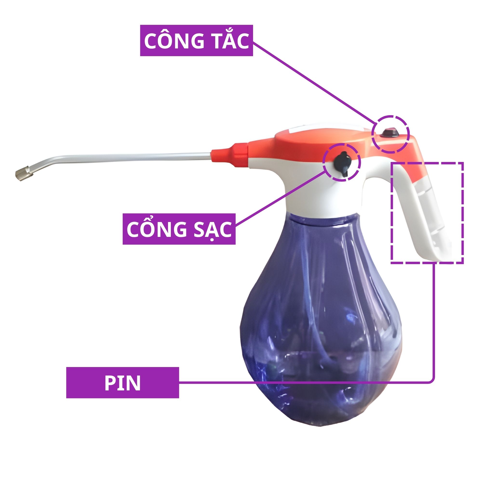 Bình bơm điện tưới cây tự động phun sương BMC 3L