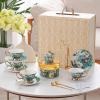 BỘ ẤM CHÉN SỨ CAO CẤP HOA VĂN CHIM - HOA NGHỆ THUẬT