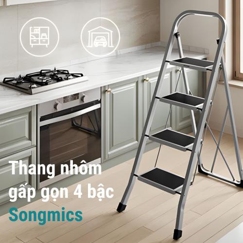 Thang Nhôm Gấp Gọn Cao Cấp 4 Bậc Songmics