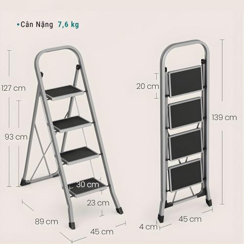 Thang Nhôm Gấp Gọn Cao Cấp 4 Bậc Songmics
