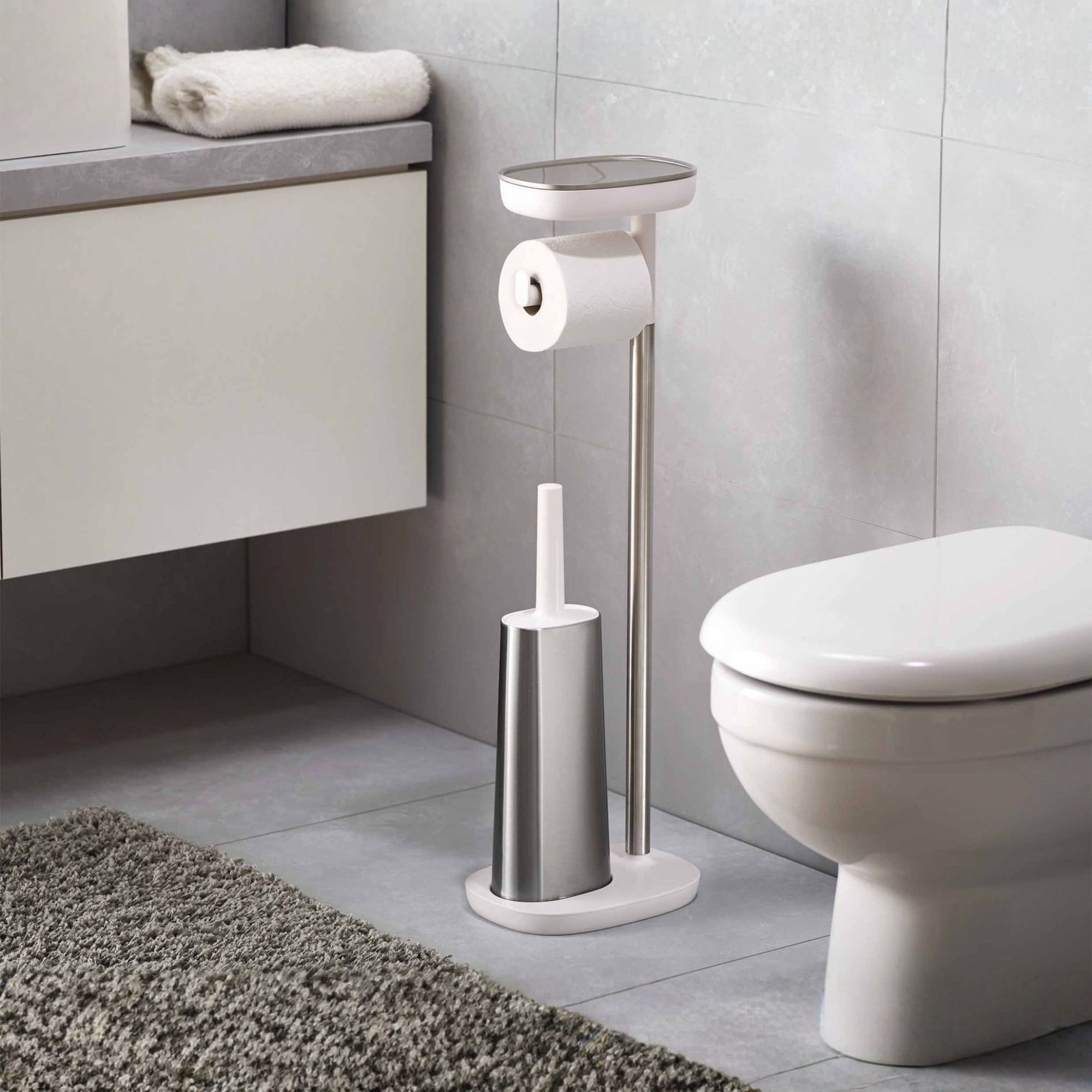 Kệ Treo Giấy Vệ Sinh Kèm Cọ Toilet Joseph Joseph 70519 EasyStore Plus - Giải Pháp 4 Trong 1 Tối Ưu Không Gian