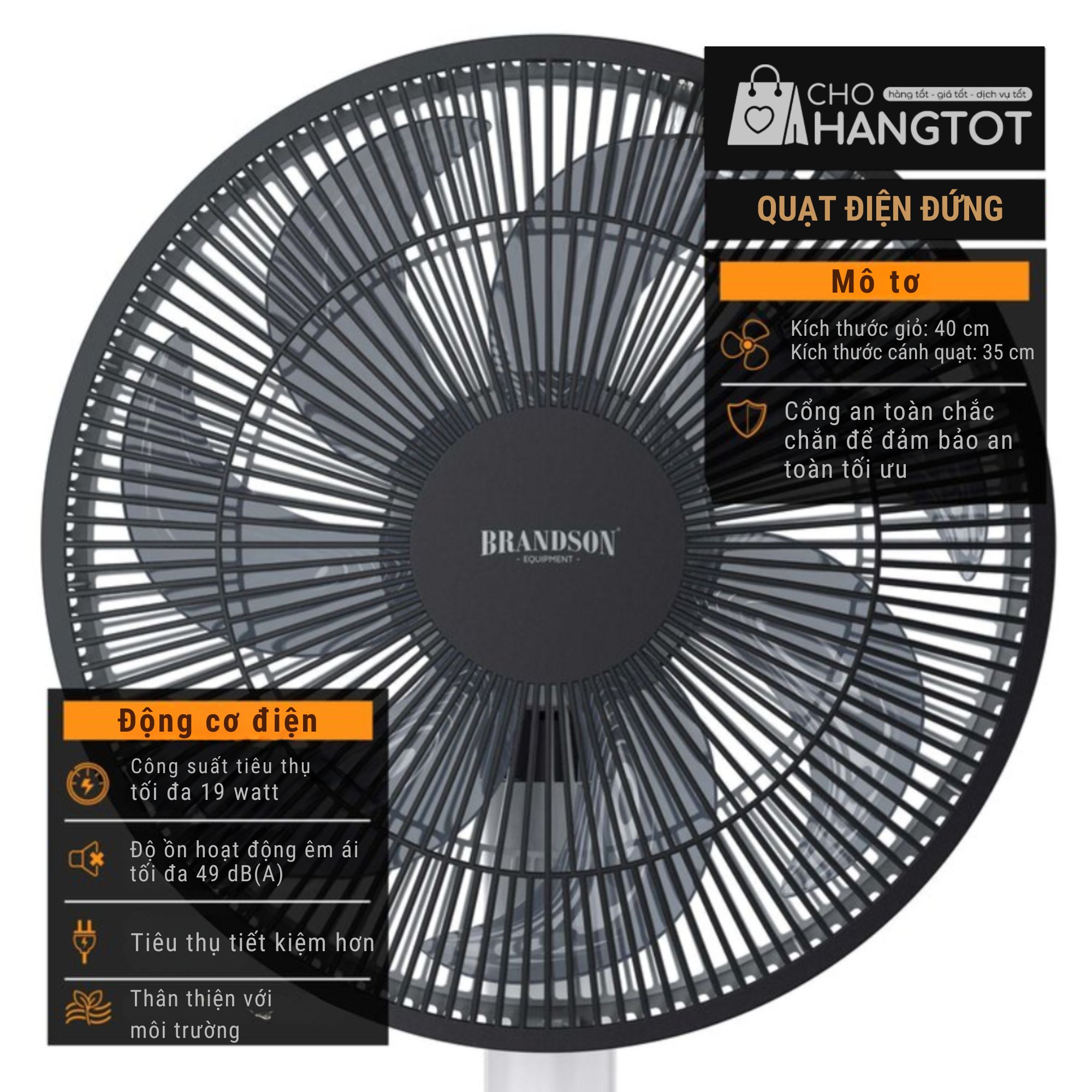 Quạt Cây Brandson DC ECO - Đỉnh Cao Công Nghệ Động Cơ Không Chổi Than Từ Đức
