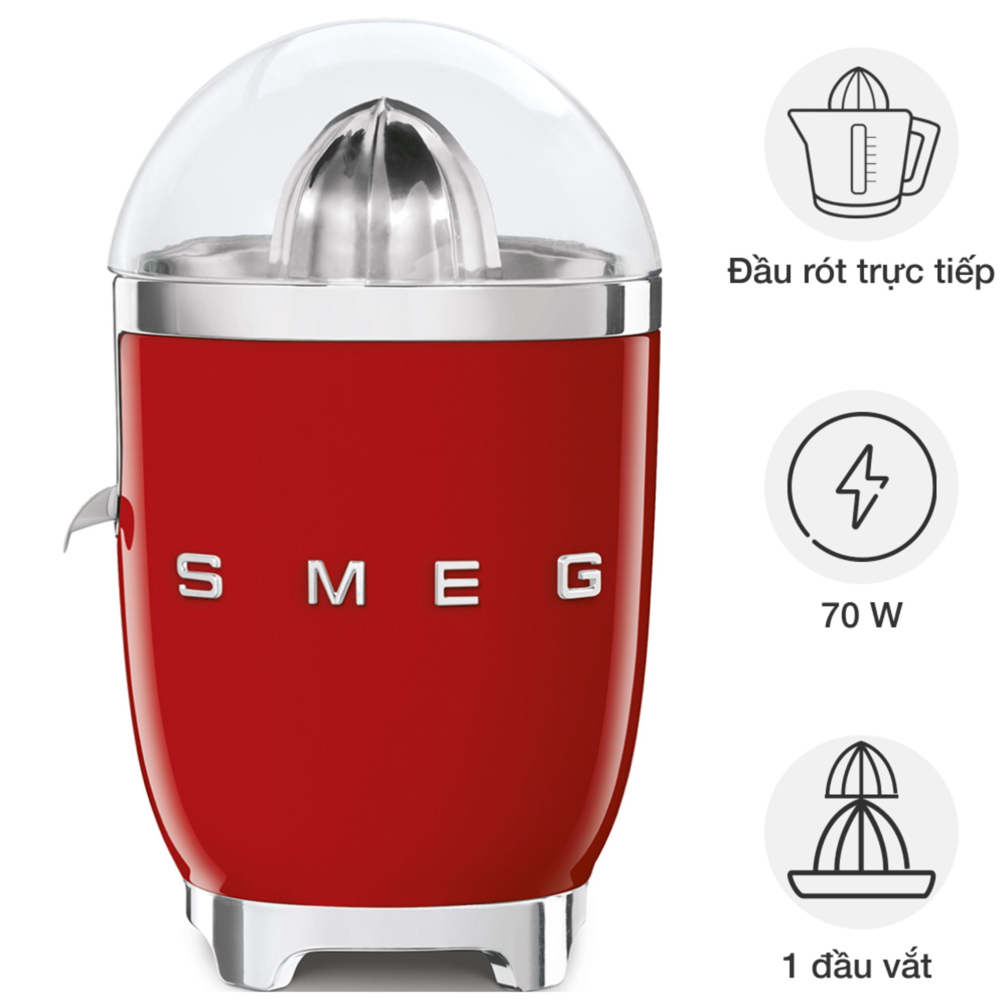 Máy Vắt Cam SMEG CJF11RDEU Đỏ Retro - Trải Nghiệm Tiện Ích Đẳng Cấp Châu Âu
