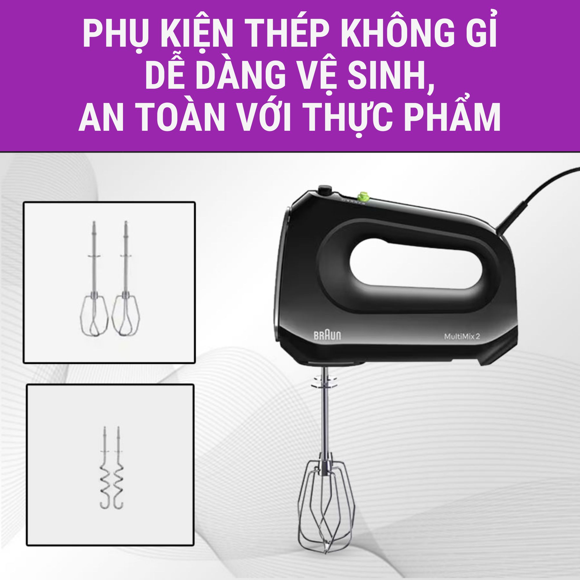 Máy Trộn Cầm Tay Braun HM2110BK - Khơi Nguồn Cảm Hứng Nghệ Thuật Làm Bánh