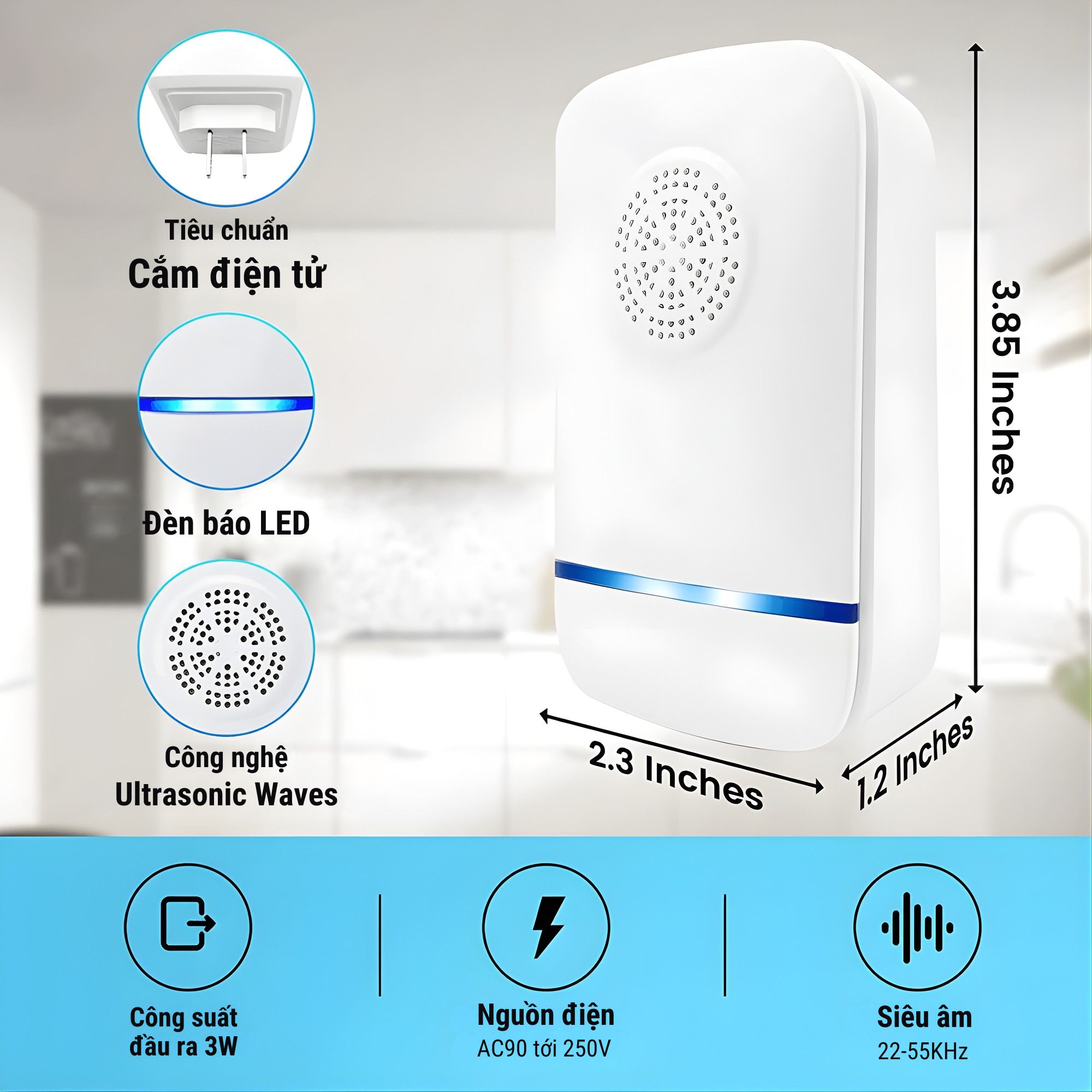 Máy Đuổi Muỗi Cắm Điện Ultrasonic - Giải Pháp Bảo Vệ Không Gian Sống Toàn Diện