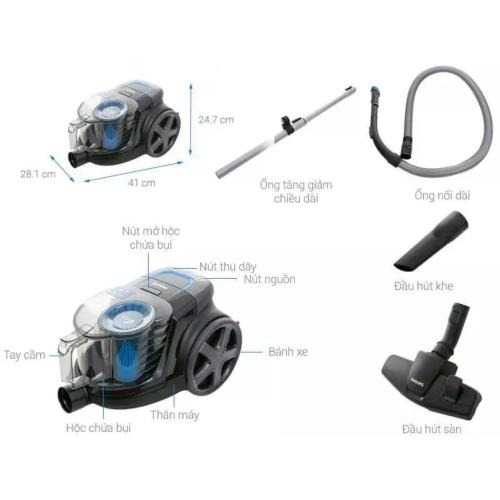 Máy Hút Bụi Philips FC9350 01 Chính Hãng - Công Suất 1800W Công Nghệ PowerCyclone 5
