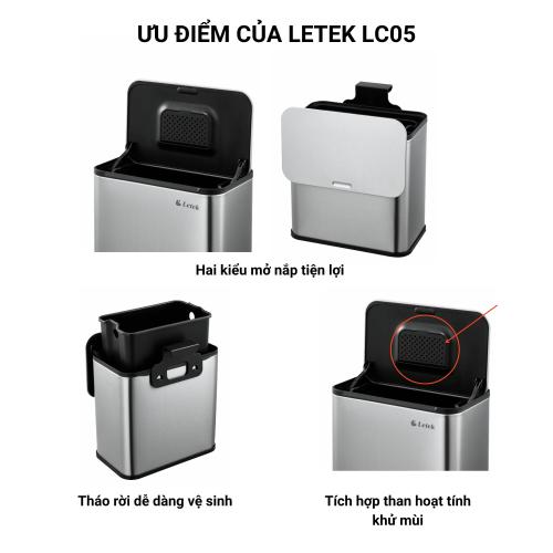 Thùng Rác Treo Tủ Để Bàn Letek LC05 5L - Giải Pháp Không Gian Hoàn Hảo