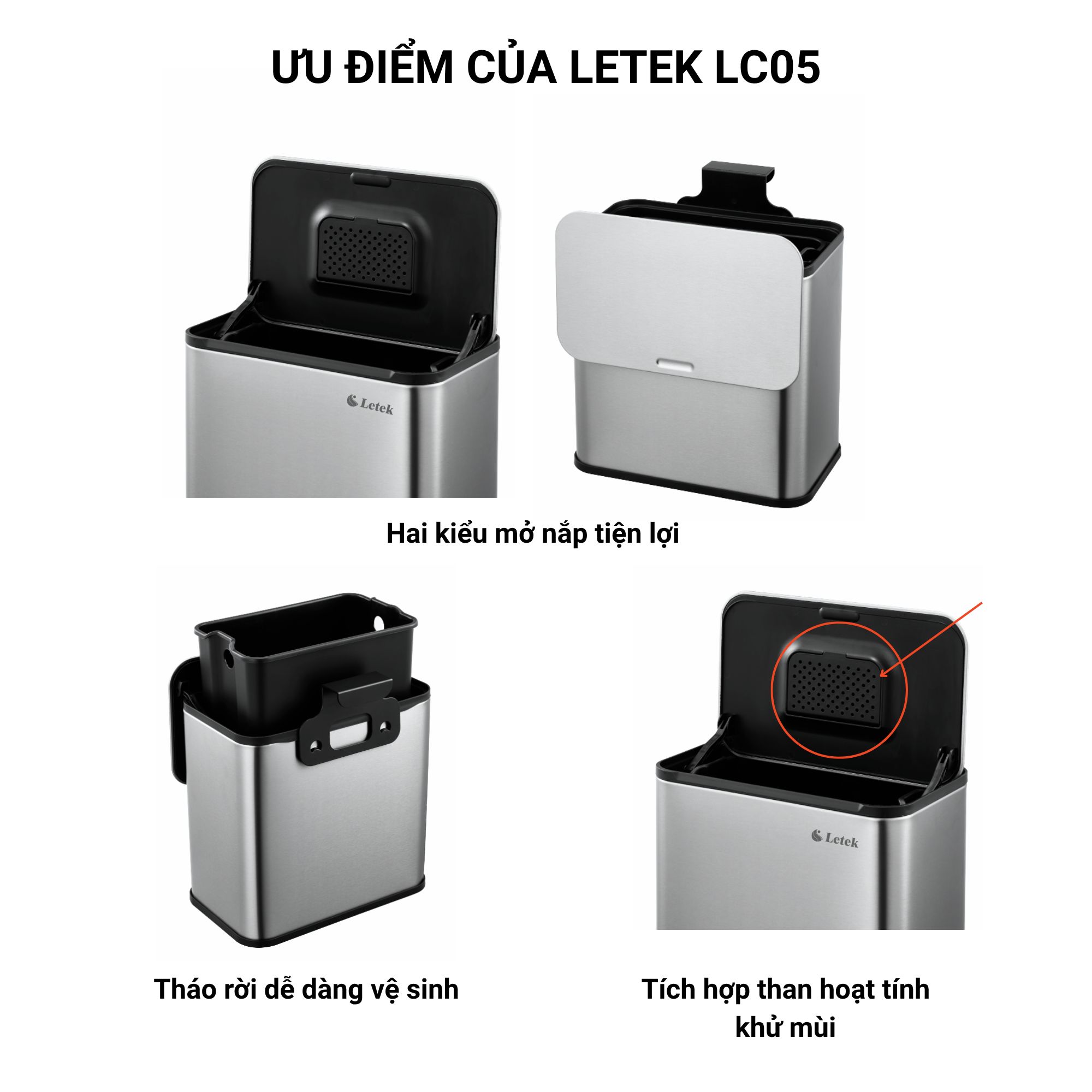Thùng Rác Treo Tủ Để Bàn Letek LC05 5L - Giải Pháp Không Gian Hoàn Hảo