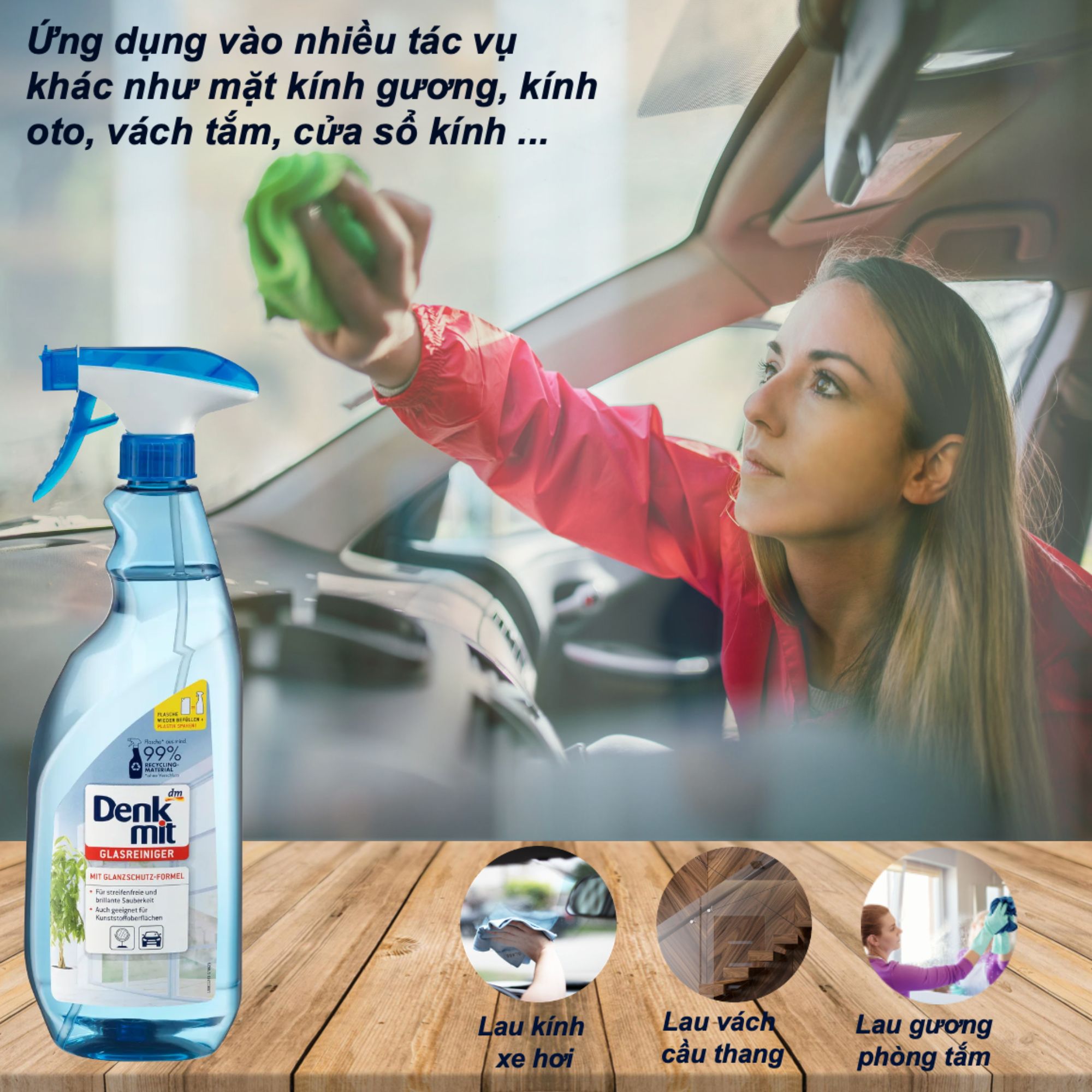 Xịt Lau Kính Denkmit 1L Nhập Khẩu Đức - Giải Pháp Làm Sạch Đa Năng