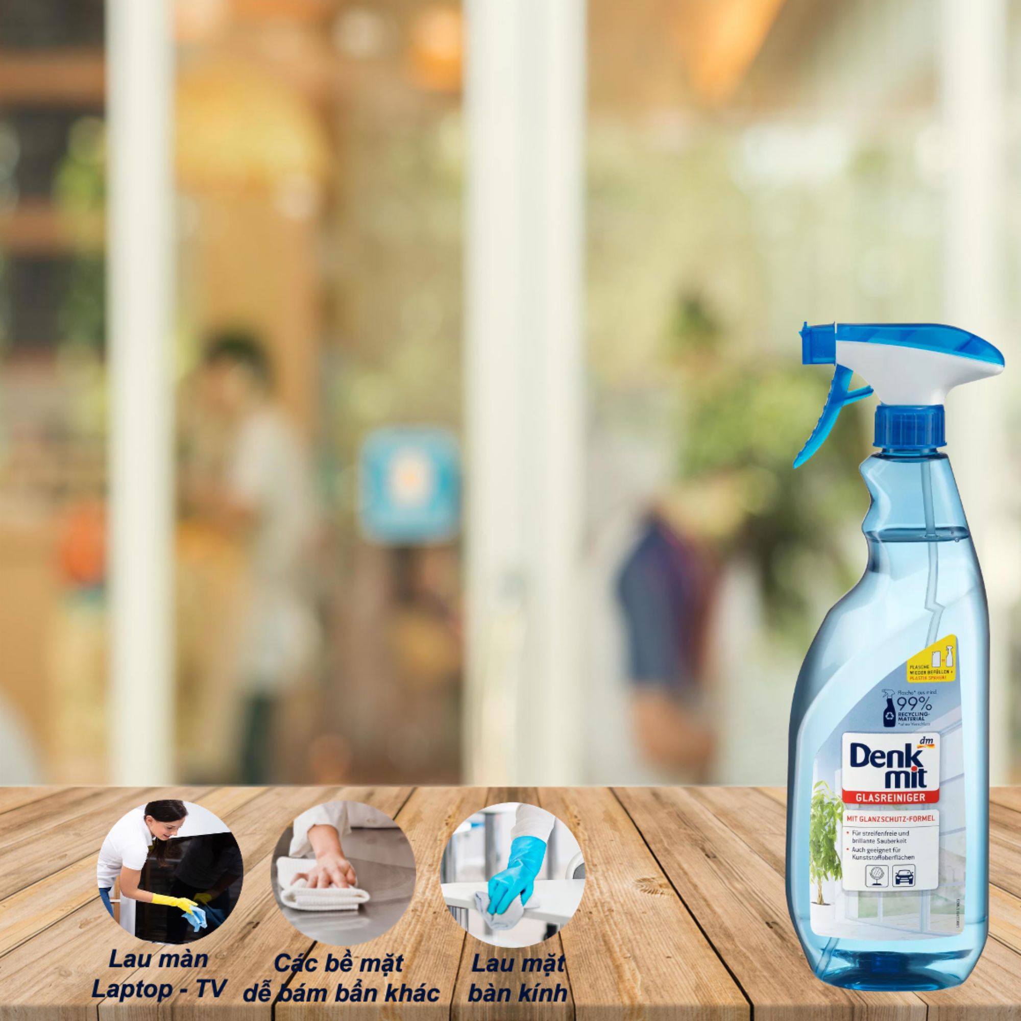 Xịt Lau Kính Denkmit 1L Nhập Khẩu Đức - Giải Pháp Làm Sạch Đa Năng