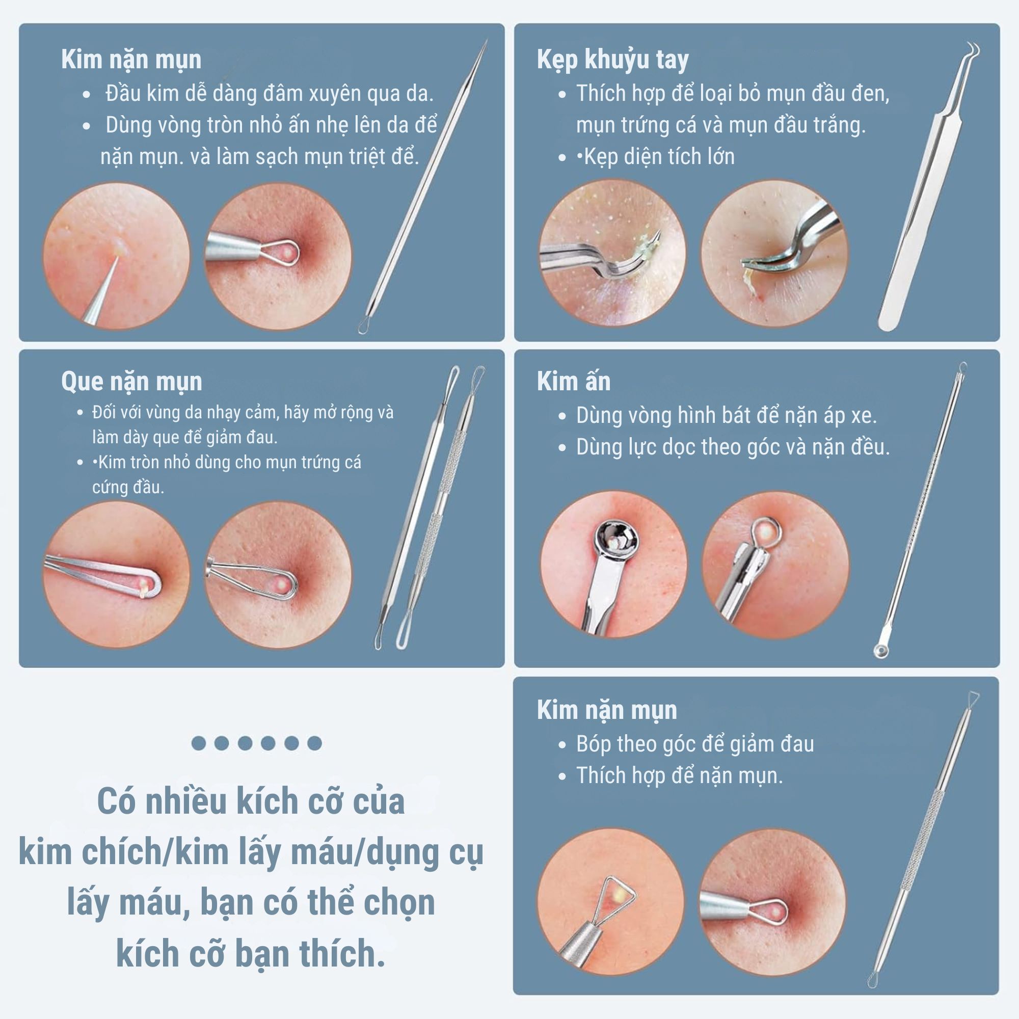 Sét Dụng Cụ Nặn Mụn JPNK Pro SK201 - Công Cụ Xử Lý Khuyết Điểm Da Chuẩn Y Khoa